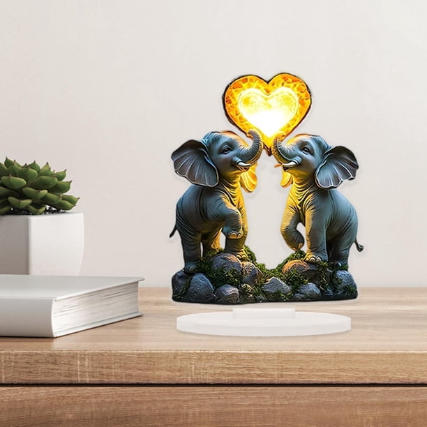 2d pareja decoración amor corazón elefantes de cumpleaños regalo de regalo de adorno para mesa para escritorio dormitorio de casa