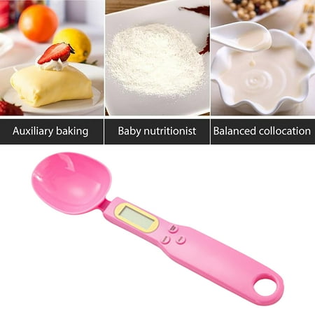 

Pxiakgy kitchen decor Electronic Weighted Spoon Kitchen Scale Measuring Spoons Baking Spoon Scale Pink