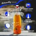 thumbnail image 2 of Nevlers 17 oz Round Swing Top Glass Bottles (Pack of 6) | Includes Funnel, Brush and Marker, 2 of 9