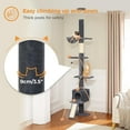thumbnail image 3 of QRKD Floor to Ceiling Cat Tree, Cat Tower 5 Tiers Tall (83-108 Inches) Adjustable Height, Cat Climbing Tree Featuring with Condo, Scratching Post and Perches for Indoor Cats, Flower Dark Grey, 3 of 8