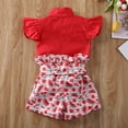 thumbnail image 3 of Kiapeise Baby Girl Summer Shorts Sleeve Bowknot Top Watermelon Print Shorts, 3 of 6