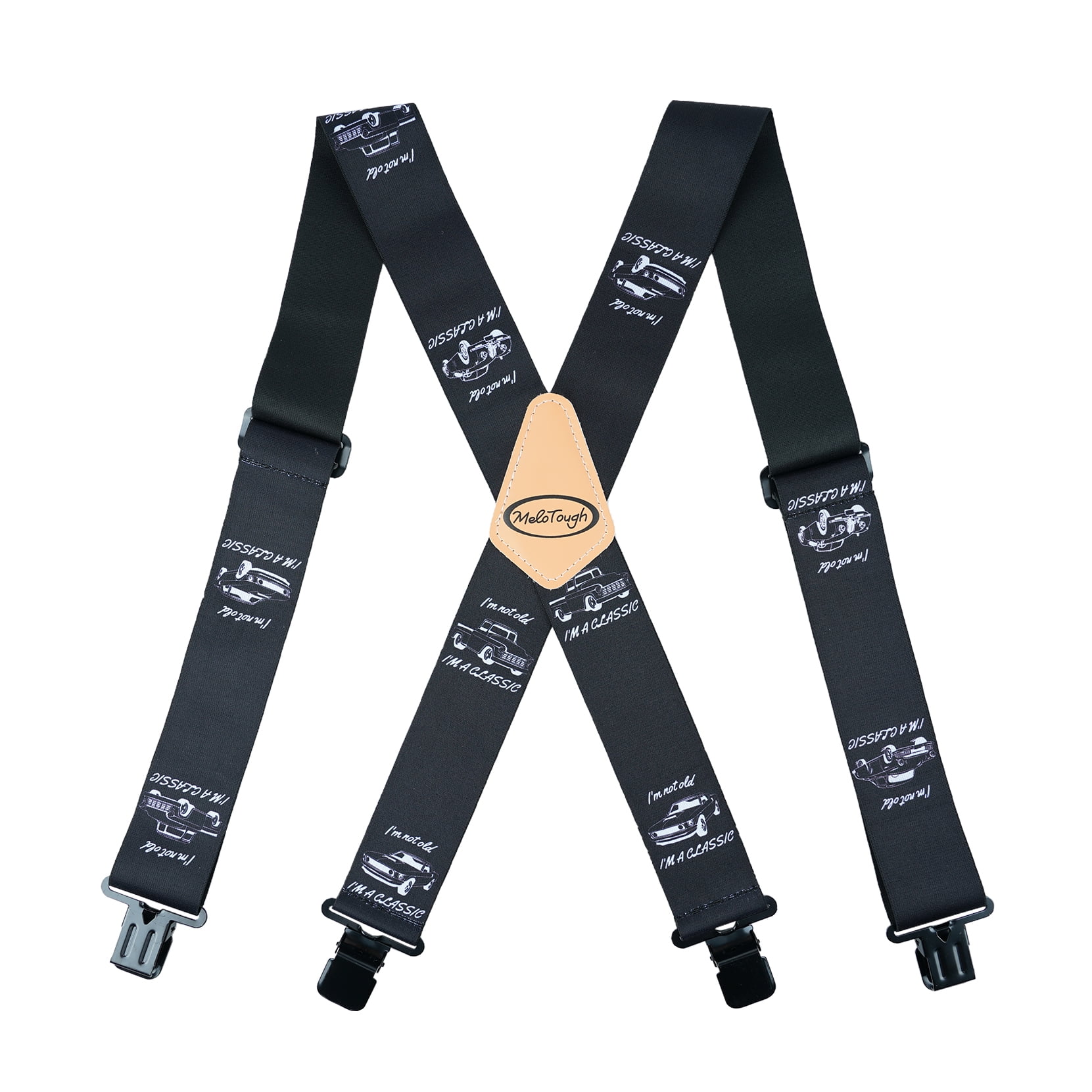 MELOTOUGH Mens Suspenders XBack 2" Wide Adjustable Heavy Duty Clip