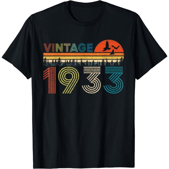 Vintage 1933 90 Years Old 90th Birthday Gifts For Men Women T-Shirt Black Small