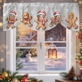 thumbnail image 6 of Christmas Tie Up Valances Curtain, Xmas Cute Gingerbread Man White Gold Winter Grey Adjustable Rod Pocket Short Window Treatment Tie Up Curtains Valances for Kitchen Living Room Bathroom 42x18 In, 6 of 9