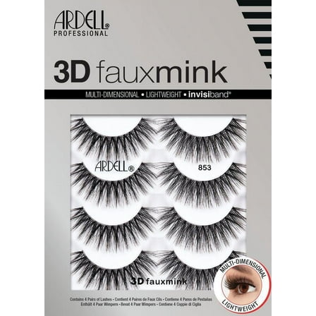 Ardell 3D Faux Mink 853 Black False Eye Lashes 4 Pack