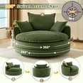 thumbnail image 3 of Harper & Bright Designs 360° Swivel Accent Chair, Barrel Chair Swivel Round Sofa Chair with Cushion and 3 Pillows for Living Room, Green, 3 of 16
