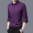 thumbnail image 3 of Hommes Manches Longues Casual Slim Fit Chemises Solide Bouton vers le Bas Robe Tour vers le Bas Col Chemises, 3 of 4