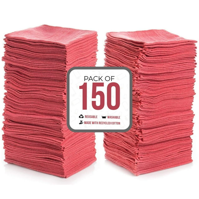 SIMPLI-MAGIC Premium Shop Toallas 14 x 12 Grado Comercial Rojo Paquete de 150
