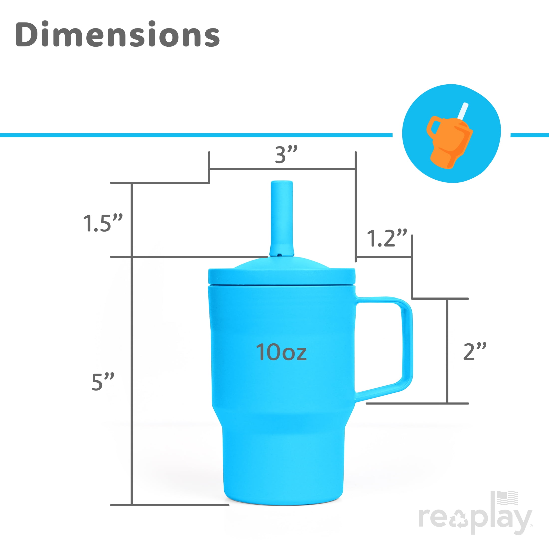 Re-Play 10 oz Toddler Tumbler 2-Pack – No-Spill Straw Cups, Dishwasher Safe, Pink/Sky Blue
