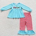 thumbnail image 2 of Ropa de dormir bordada para niños pequeños, conjunto de Túnica de algodón con árbol de camión de Navidad, pantalones a cuadros, venta al por mayor, 2 of 2