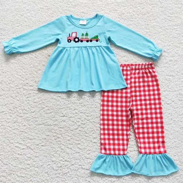 Conjunto de ropa de dormir de manga larga a rayas para niños, pijamas para niños pequeños, ropa de dormir para niños, traje ligero de Navidad, conjunto bordado rosa, venta al por mayor