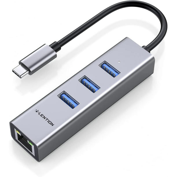 Byg op Gentagen backup LENTION USB C Hub Ethernet Adapter,3 USB 3.0 Ports,RJ45 Network Connector  for 2023-2016 MacBook Pro,New Mac Air/iPad Pro,Chromebook,More(C23s,Gray) -  Walmart.com