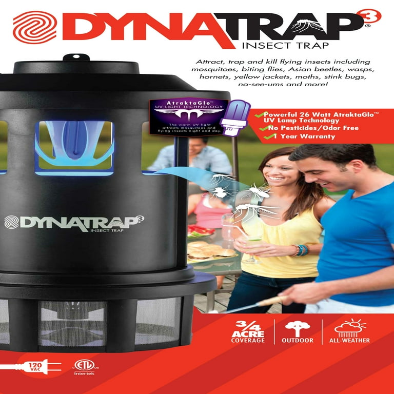 Dynatrap ¾ Acre Mosquito and Insect Trap with AtraktaGlo Light - Black Dynatrap ¾ Acre Mosquito and Insect Trap with AtraktaGlo Light - Black