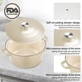 thumbnail image 2 of 6QT Enameled Cast Iron Dutch Oven Pot with lid, Free Silicone Gloves and 50 Pcs Baking Paper Liner, Heavy-Duty & Non-stick Enamel Coated Cookware for Cooking, Bread Baking, Roasting, Cream, 2 of 6
