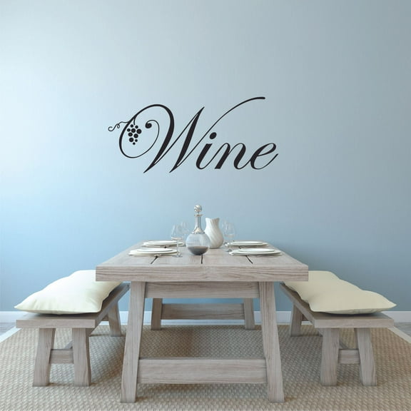 Vinyl Wall Decal Sticker : Wine Grapevine Kitchen Dining Image Quote Bedroom Bathroom Living Room Picture Art Peel & Stick Mural Size: 16 Inches X 40 Inches -
