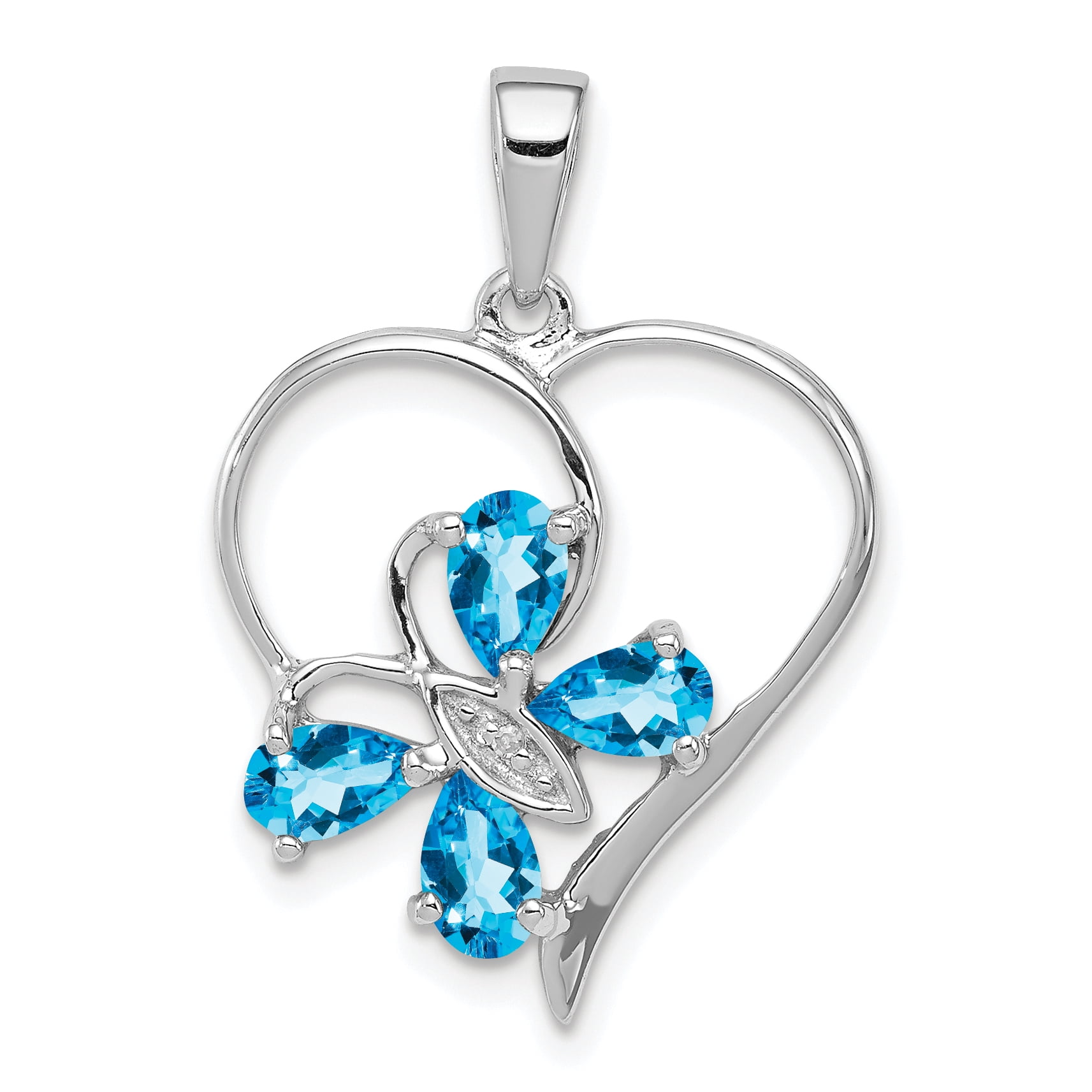 Diamond2Deal 925 Sterling Silver Rhodium Plated Peridot Diamond Butterfly Heart Pendant Diamond2Deal 925 Sterling Silver Rhodium Plated Peridot Diamond Butterfly Heart Pendant