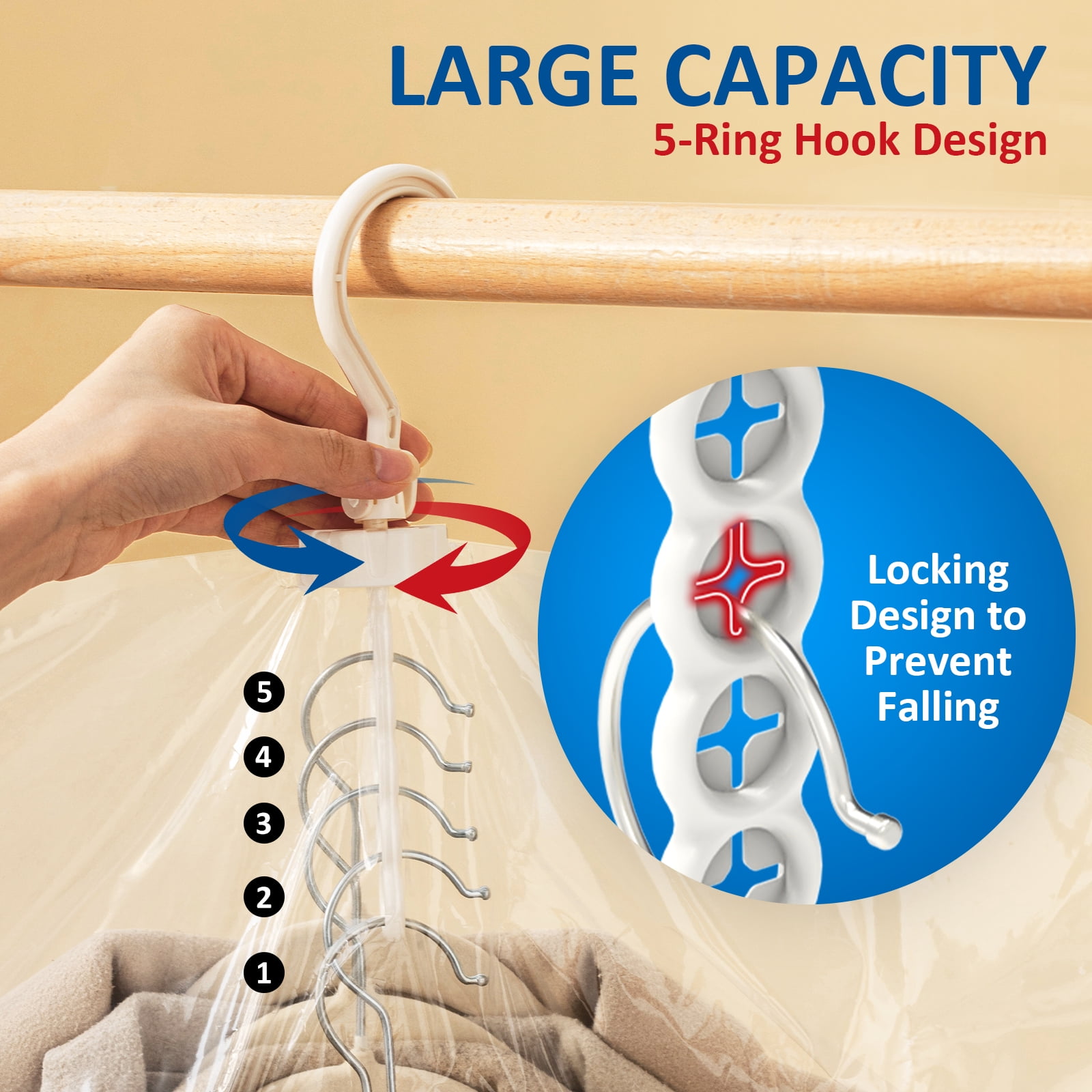 TAILI Hanging Vacuum Sealer Storage Space Saver Bags for Clothing, Suits and Jackets, Closet Organizers, 6 Pack Jumbo Clear
