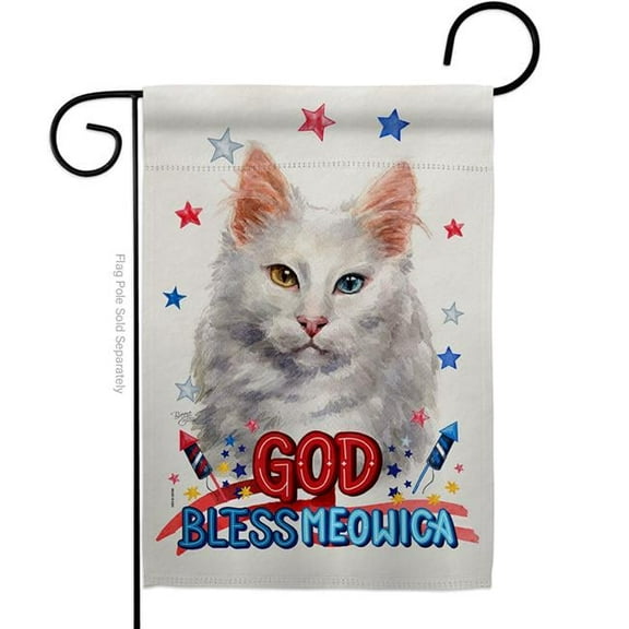 Breeze Decor G120194-BO Patriotic Turkish Angora Animals Cat 13 x 18.5 in. Double-Sided Decorative Vertical Garden Flags for House Decoration Banner Yard Gift
