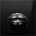 thumbnail image 3 of 8mm Black Mens Abalone Shell Tungsten Ring Hawaiian Koa Wood Inlay Wedding Bands Dome Style Comfort Fit Size 7-12, 3 of 5