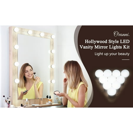 Ovonni DIY Vantity Mirror Lights Bulbs Strips Kit for Lighted Makeup Dressing Table Mirror Plug in LED Lighting Fixture with Dimmer and USB Power Supply (Bulbs