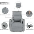 thumbnail image 4 of imerelez Upholstered Swivel Recliner Manual Rocker Recliner Chair Baby Nursery Chair with Two Removable Pillows for Living Room, Dark Grey, 4 of 9