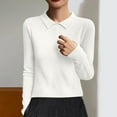 thumbnail image 4 of Zedker Women's Wool Sweaters,Long Sleeve Polo Shirts,V Neck Knitted Fall Winter Tops,Plus Size Beige S, 4 of 5