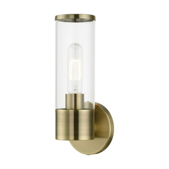 17281-01 Livex Lighting Banca - 1 Light ADA Wall Sconce In Nautical Style-11.25 Inches Tall and 4.25 Inches Wide-Antique Brass Finish