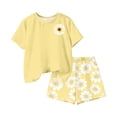 thumbnail image 6 of Amidoa Girls 2 Piece Outfits Summer Clothes Floral Print Cute Short Sleeve T-Shirt and Shorts Casual Kids Clothing Sets,Yellow Size 7, 6 of 6