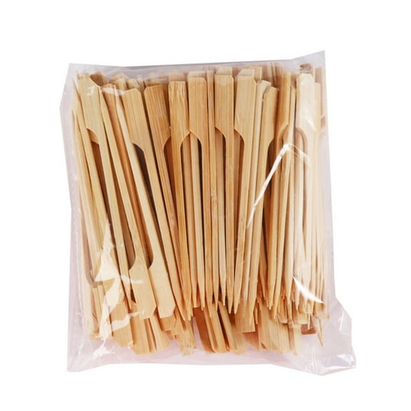 Set of 100 Skewers Food Pick Wood Pick Food Skewers BBQ Food Stick Wood Material Sausage Pick for Food Decorations