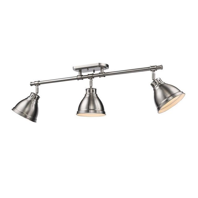 Duncan 3 Light Semi-Flush - Track Light in Pewter with Pewter Shades