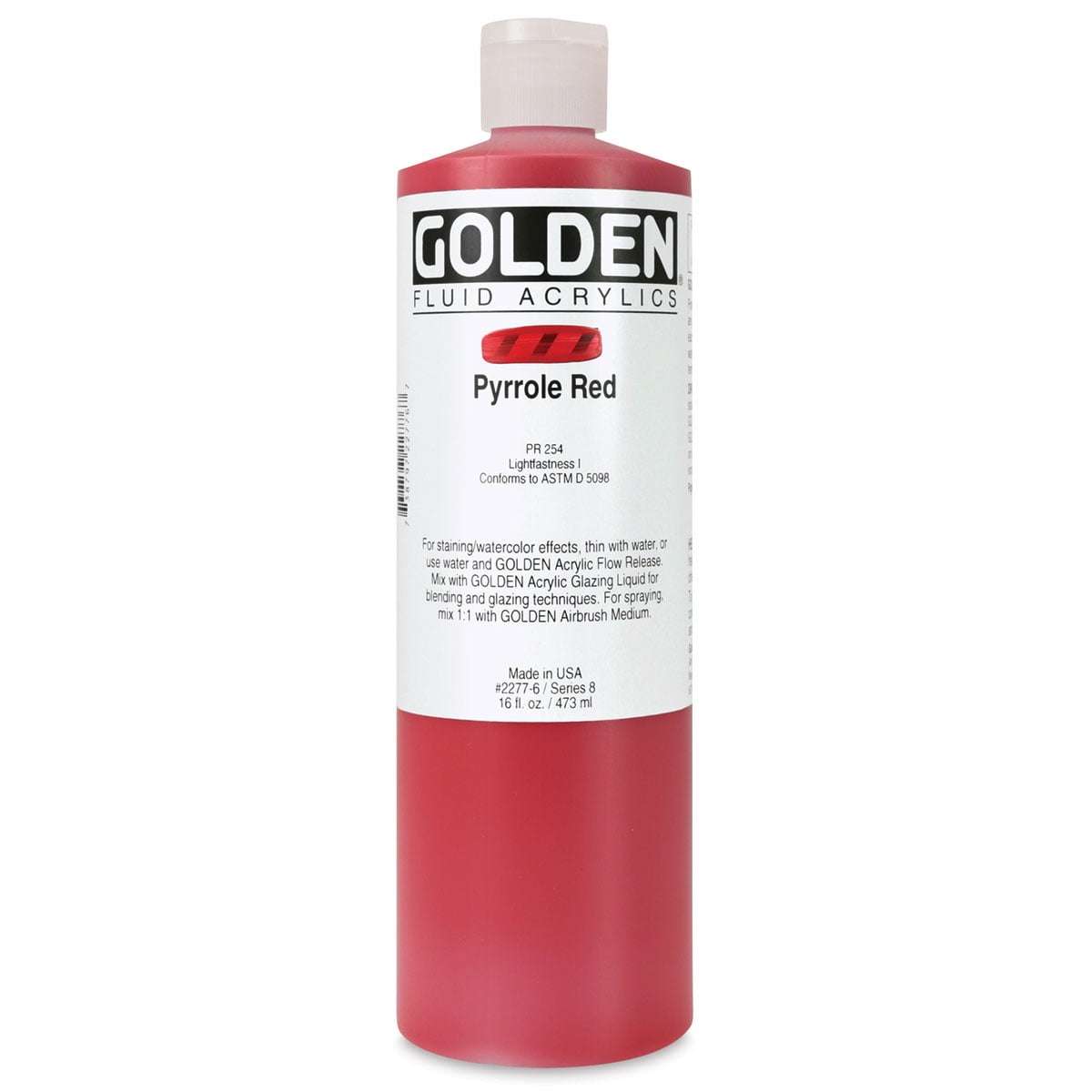 Golden Fluid Acrylic Paint, 16 oz, Pyrrole Red
