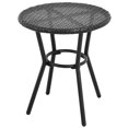 thumbnail image 1 of Table Basse de Patio Extérieure Table d'Appoint Ronde en Rotin PE avec Dessus en Trempe et Osier, 1 of 7