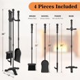 thumbnail image 2 of Juego de herramientas para chimenea Gtongoko de 4 piezas, 76 cm, hierro negro, 2 of 9