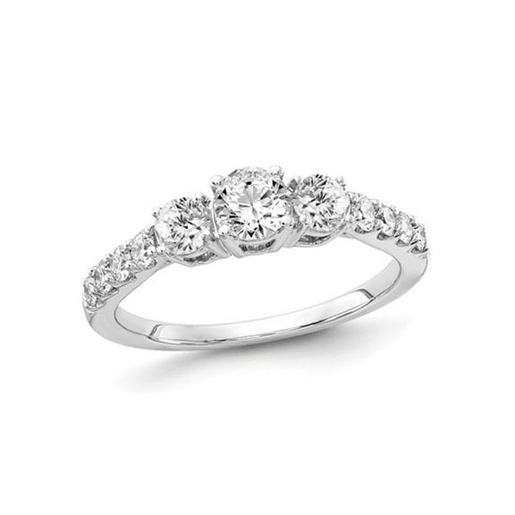1.00 Carat (Ctw SI1-SI2, G-H-I) Lab Grown Diamond Three Stone Engagement Ring in 14K White Gold for Women