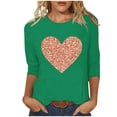 thumbnail image 2 of SOOMLON Valentine's Day Outfits Women Lover Valentines Gift Tunic 3/4 Sleeve Scoop Neck Shirts Funny Love Heart Print Tees Fashion Holiday Clothes 2025 Green XL, 2 of 4