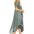 thumbnail image 4 of Sakkas Kai Palm Tree Caftan Tank Dress / Cover Up - Steel Blue - One Size Regular, 4 of 5
