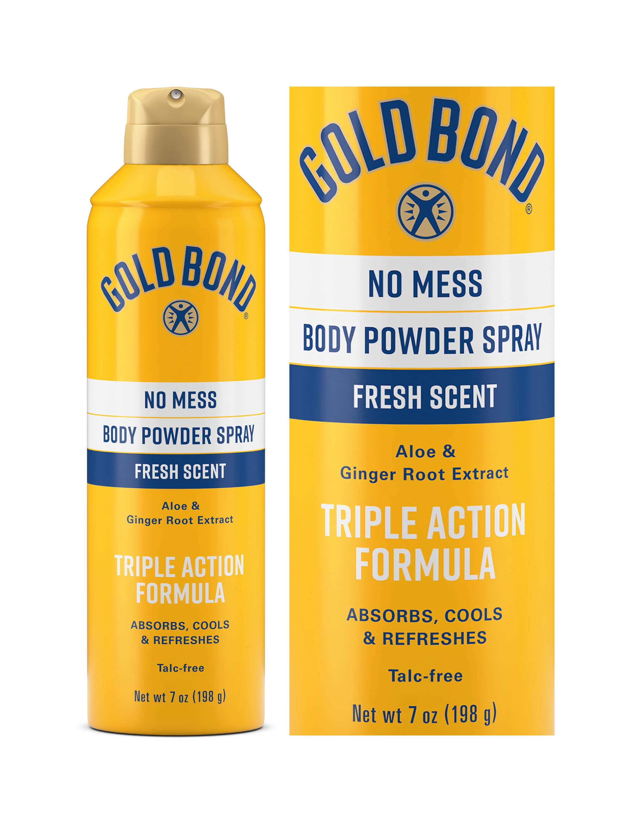 Gold Bond No Mess Talc-Free Body Powder Spray, 7 oz., Fresh Scent, With a Triple Action Formula