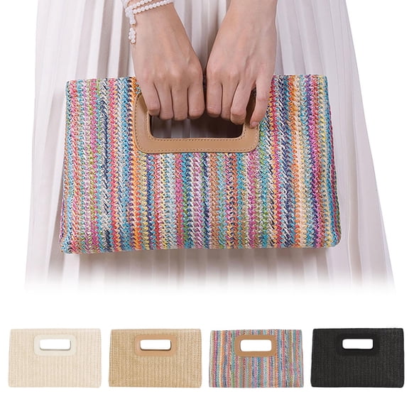 CAIXIA Straw Woven Envelope Clutch Purse Top Handle Crossbody Handbag Rattan Tote Bag For Summer Travel Beach