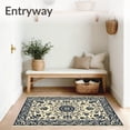 thumbnail image 3 of ODIKA 8'x10' Machine Washable Non-Slip Area Rug, Heritage Botanical with Ornamental Leaf High Traffic Rug, Beige, 657645, 3 of 7
