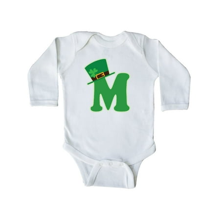 

Inktastic Irish St Patricks Day Letter M Monogram Gift Baby Boy or Baby Girl Long Sleeve Bodysuit