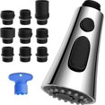 thumbnail image 1 of Nrdde Kitchen Faucet Head Replacement, Pull Down Spray Nozzle, 9 Adapters, Chrome, 1 of 5