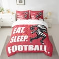 thumbnail image 2 of 7 Pcs Football Comforter Set Full Size,Red Yellow Honeycomb Bed in a Bag with Flat Sheet and Fitted Sheet and Adults,Eat Sleep Sports Bedding Set with Pillowcase and Sham, 2 of 5