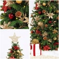 thumbnail image 2 of Easy Treezy 7.5 Foot Pre-Lit Douglas Fir Artificial Christmas Tree, Red/Gold, 2 of 12