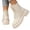 Beige, variant on Women's Platform Combat Ankle Boots Fashion Lace-up Short Booties with Lug Sole and Side Zipper Fashion Non Slip Walking Shoes