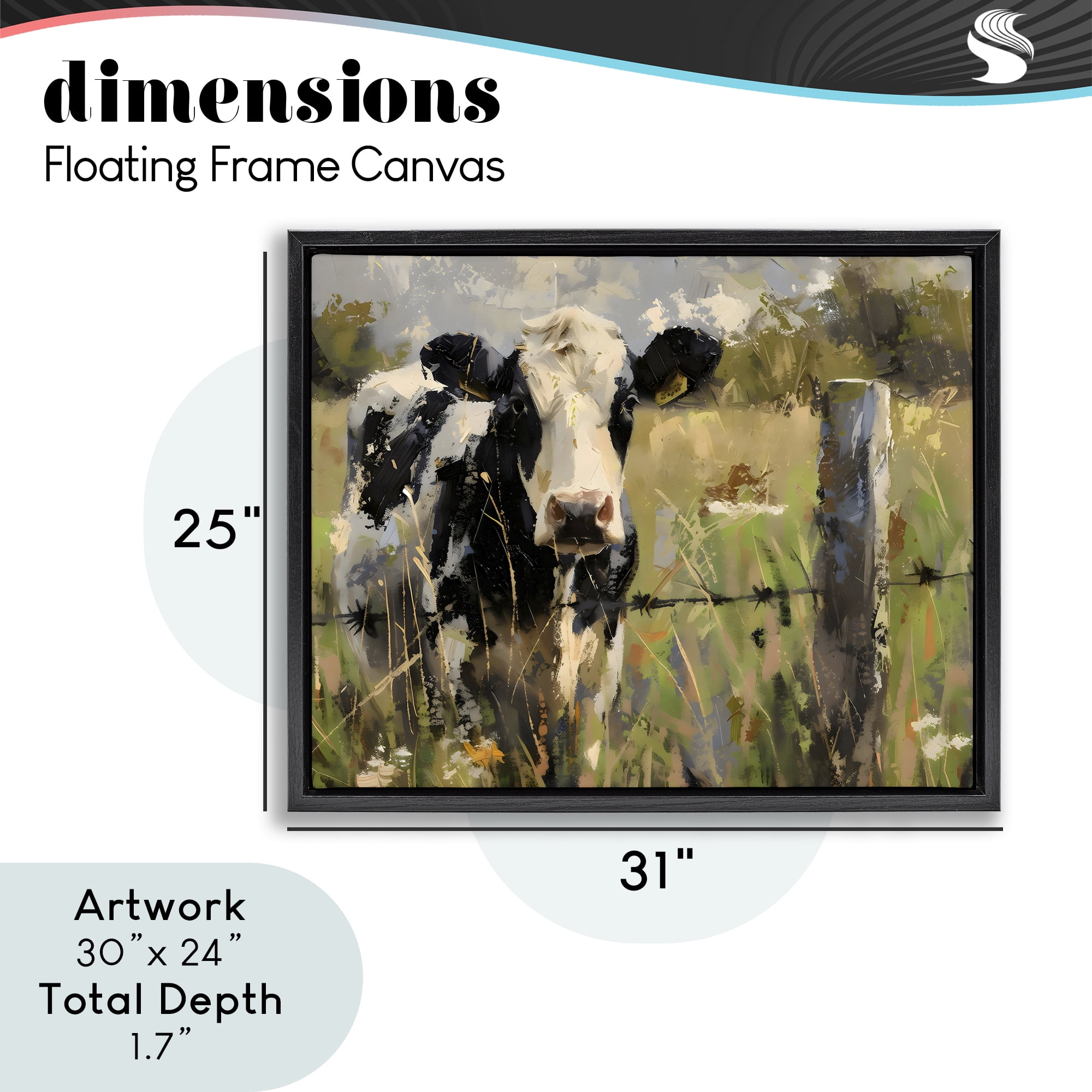 Stupell Industries Cow in Summer Pasture Black Framed Floater Canvas Wall Art, design by Creative Studio
