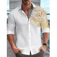 thumbnail image 1 of Camisa de hombre nueva 2024 con estampado de patchwork, ropa de fiesta con solapa de manga larga, cómoda y suave tela, top casual para hombre S-6XL, 1 of 6