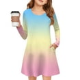 thumbnail image 2 of Drmagiyhm Girls Long Sleeve Dresses Size 10-12 Casual Twirly Crew Neck Dress Birthday Chiffon Skater Dress Autumn Gradient Midi Dress Beige 7-8 Years, 2 of 5