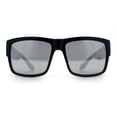 thumbnail image 5 of Mens Kush Graffiti Logo Thick Arm Rectangle Horn Rim Plastic Sunglasses Black Silver - Silver Mirror, 5 of 8