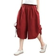 thumbnail image 2 of TXGREN pants for women trendy women's pants Plus Size Women's Pants Summer Loose Wide Leg Pants Elastic Waist Ladies Culottes Capri Pants Chiffon Pants pants for women work casual Red+L, 2 of 5