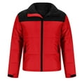 thumbnail image 3 of safuny Winter padded Coats For Men Lightweight Loose Long Sleeve puffer Jackets Zip Up Warm Thermal Fleece Oversized Stylish Parka Hooded Red M, 3 of 5